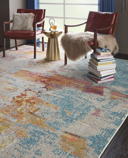 9 x 12 Blue & Gray Power Loom Rug