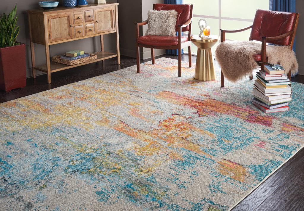 9 x 12 Blue & Gray Power Loom Rug