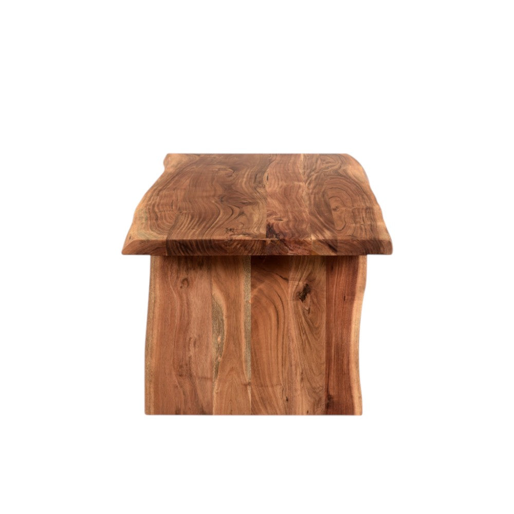 Brown Solid Wood Sled Coffee Table image 5