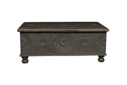 Black Solid Wood Distressed Lift Top Coffee Table