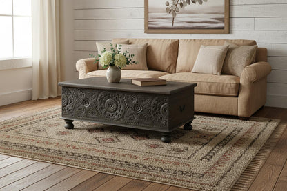 Black Solid Wood Distressed Lift Top Coffee Table image 1