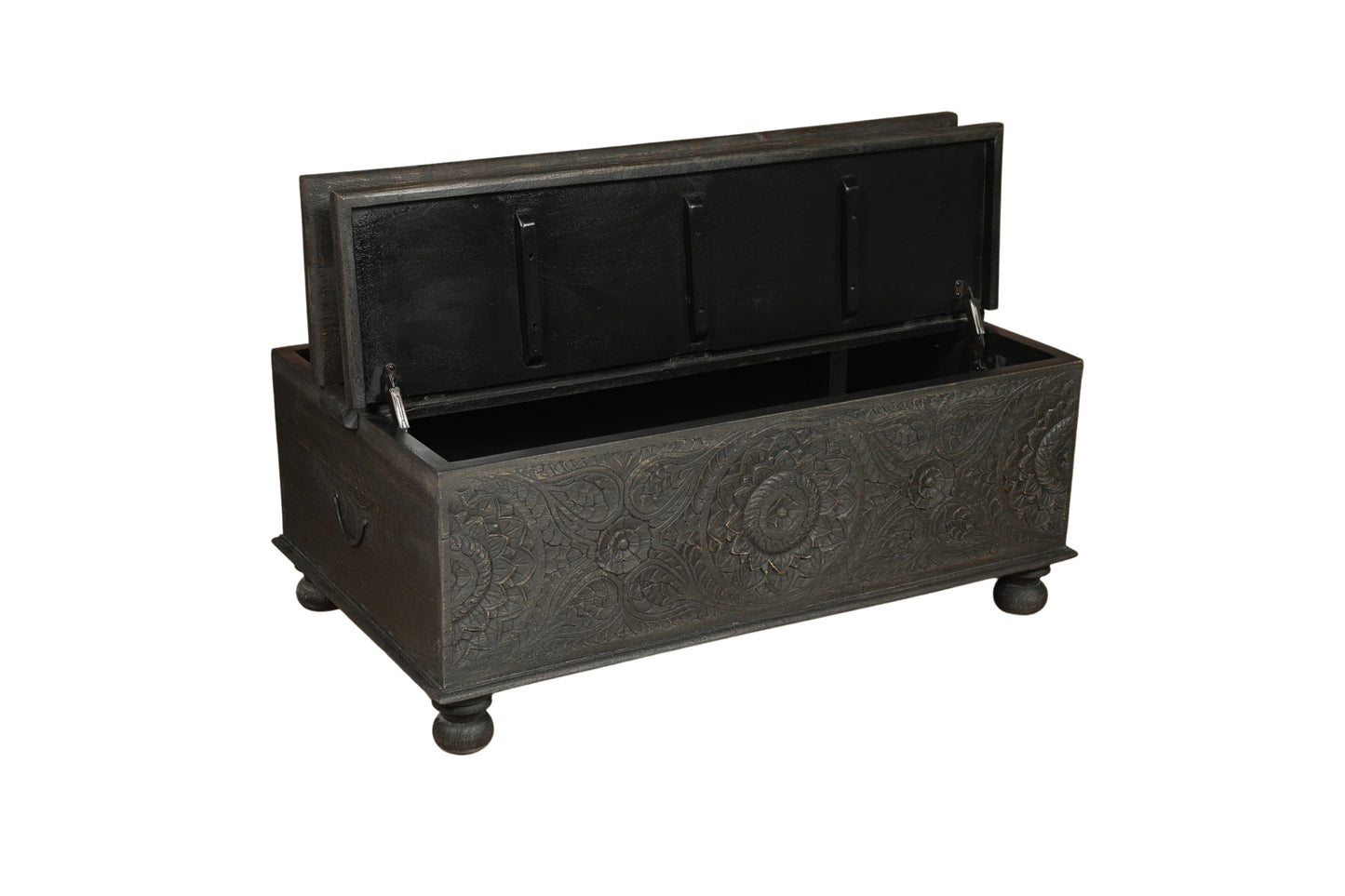 Black Solid Wood Distressed Lift Top Coffee Table