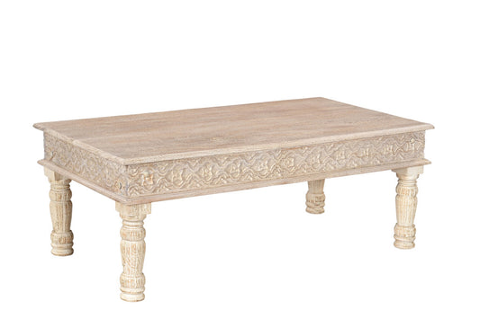 White Solid Wood Distressed Coffee Table