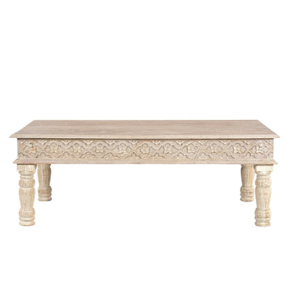 White Solid Wood Distressed Coffee Table image 2