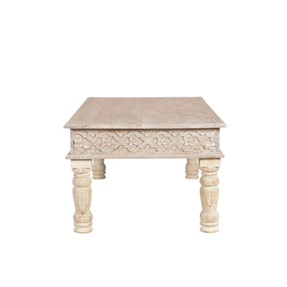 White Solid Wood Distressed Coffee Table image 4