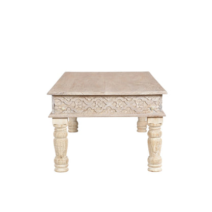 White Solid Wood Distressed Coffee Table image 4