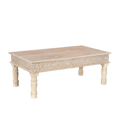 White Solid Wood Distressed Coffee Table image 3