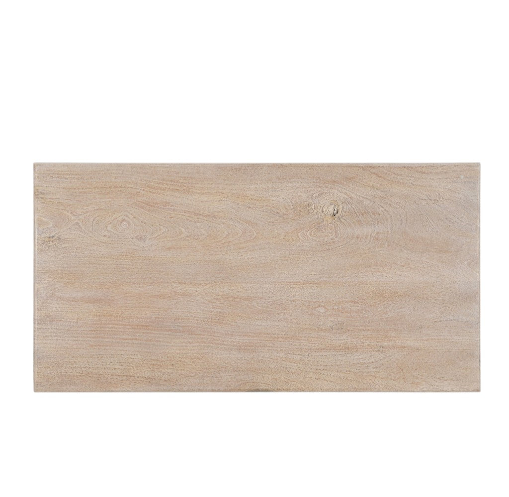 White Solid Wood Distressed Coffee Table image 5