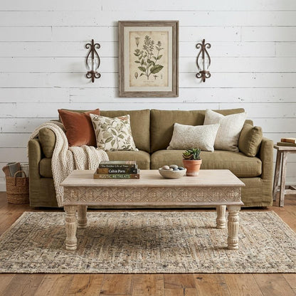 White Solid Wood Distressed Coffee Table image 1