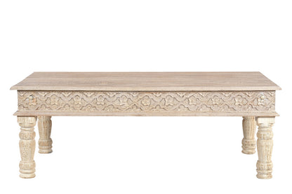 White Solid Wood Distressed Coffee Table