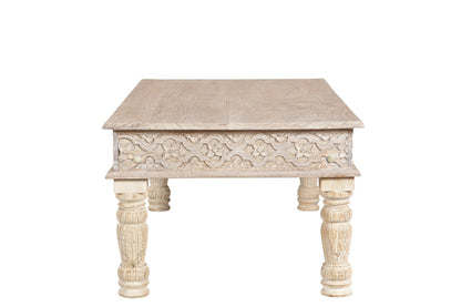 White Solid Wood Distressed Coffee Table