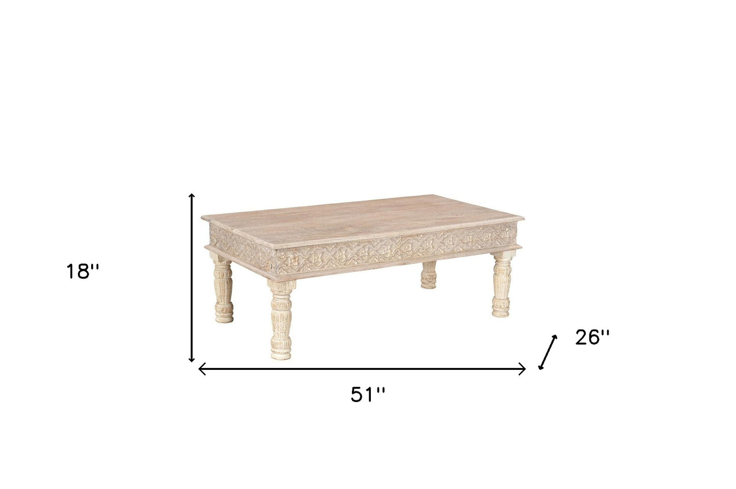 White Solid Wood Distressed Coffee Table image 9