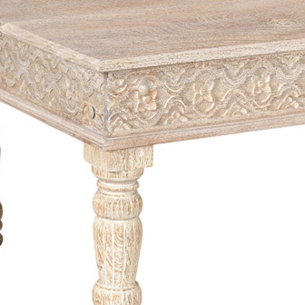 White Solid Wood Distressed Coffee Table image 7