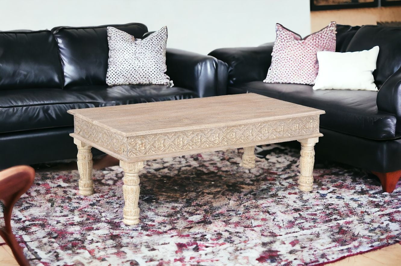 White Solid Wood Distressed Coffee Table