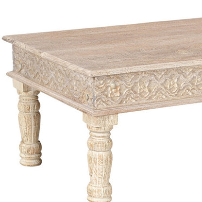White Solid Wood Distressed Coffee Table image 6