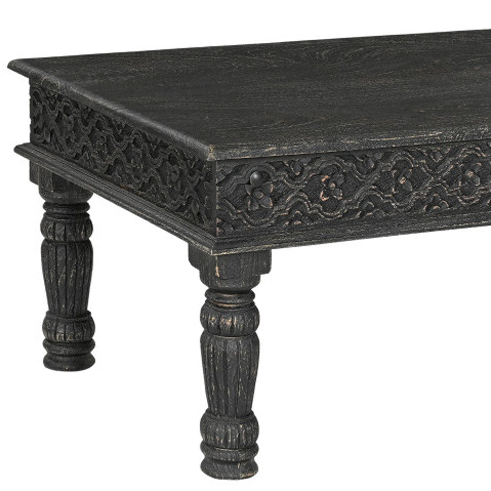 Black Solid Wood Distressed Coffee Table image 7