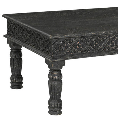 Black Solid Wood Distressed Coffee Table image 7