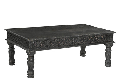 Black Solid Wood Distressed Coffee Table image 3
