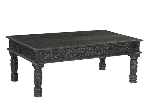 Black Solid Wood Distressed Coffee Table image 3