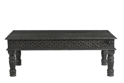 Black Solid Wood Distressed Coffee Table image 2