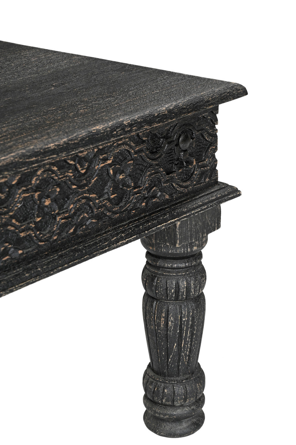 Black Solid Wood Distressed Coffee Table image 8