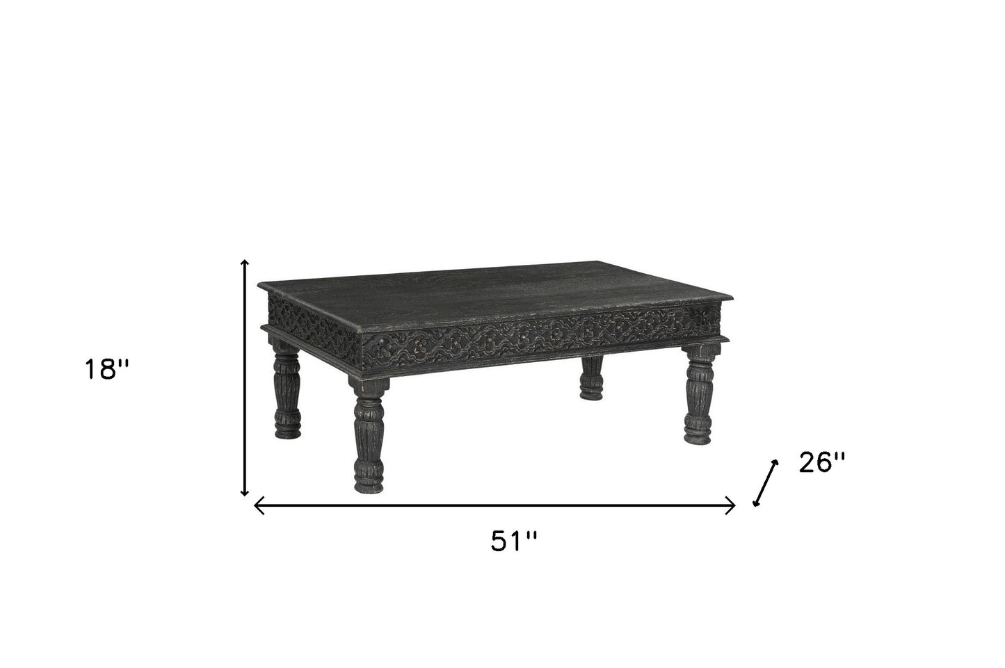 Black Solid Wood Distressed Coffee Table image 9