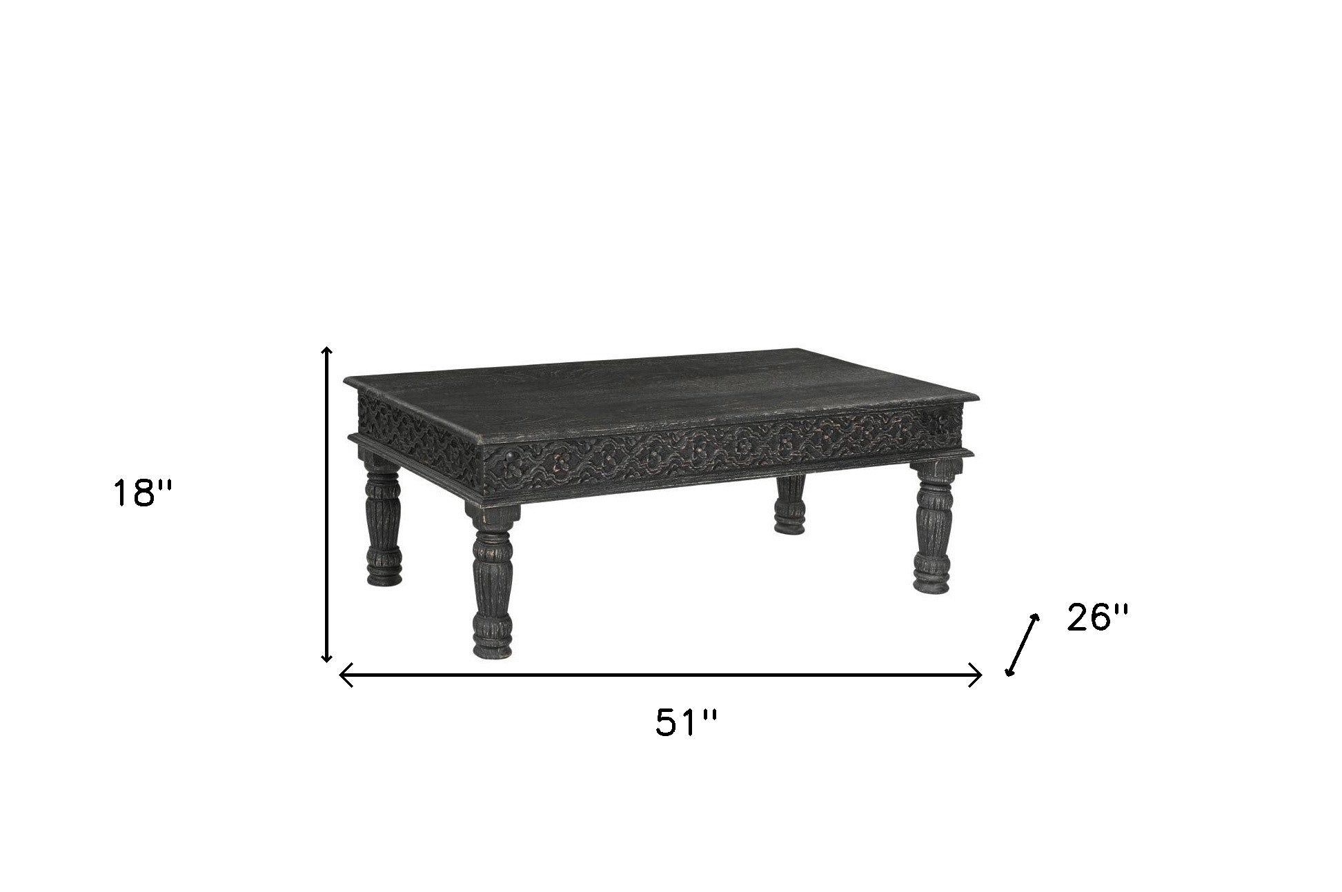 Black Solid Wood Distressed Coffee Table image 9