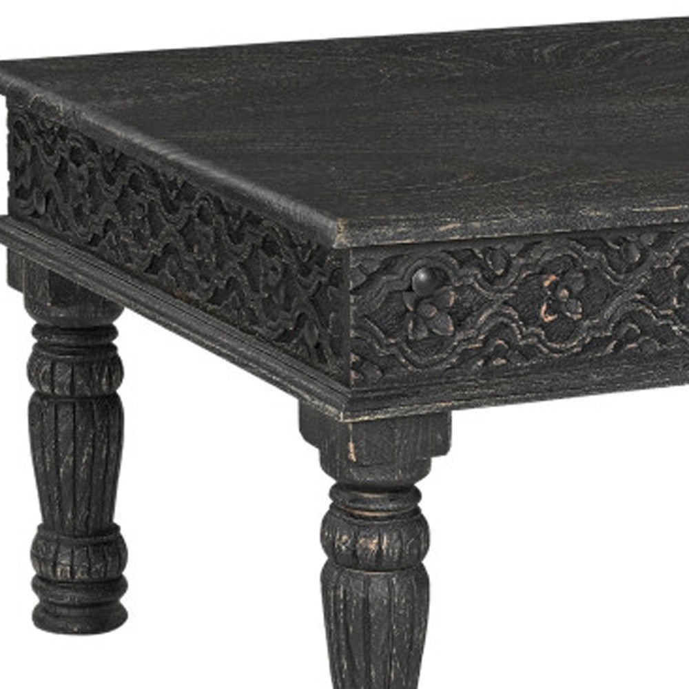 Black Solid Wood Distressed Coffee Table image 6