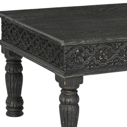 Black Solid Wood Distressed Coffee Table image 6