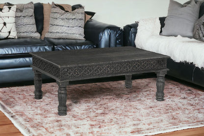 Black Solid Wood Distressed Coffee Table