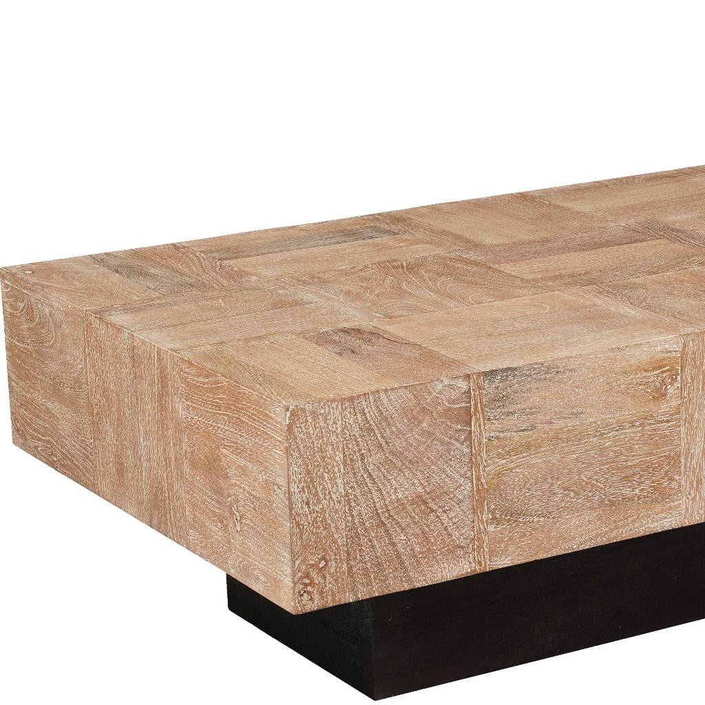 Natural & Black Solid Wood Block Coffee Table image 8