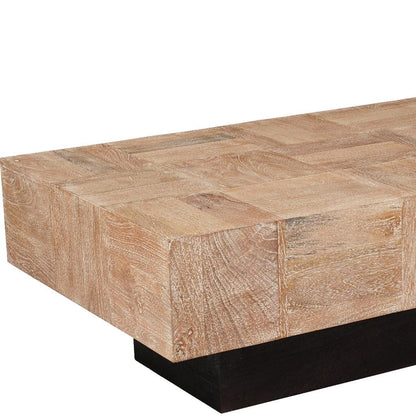 Natural & Black Solid Wood Block Coffee Table image 8