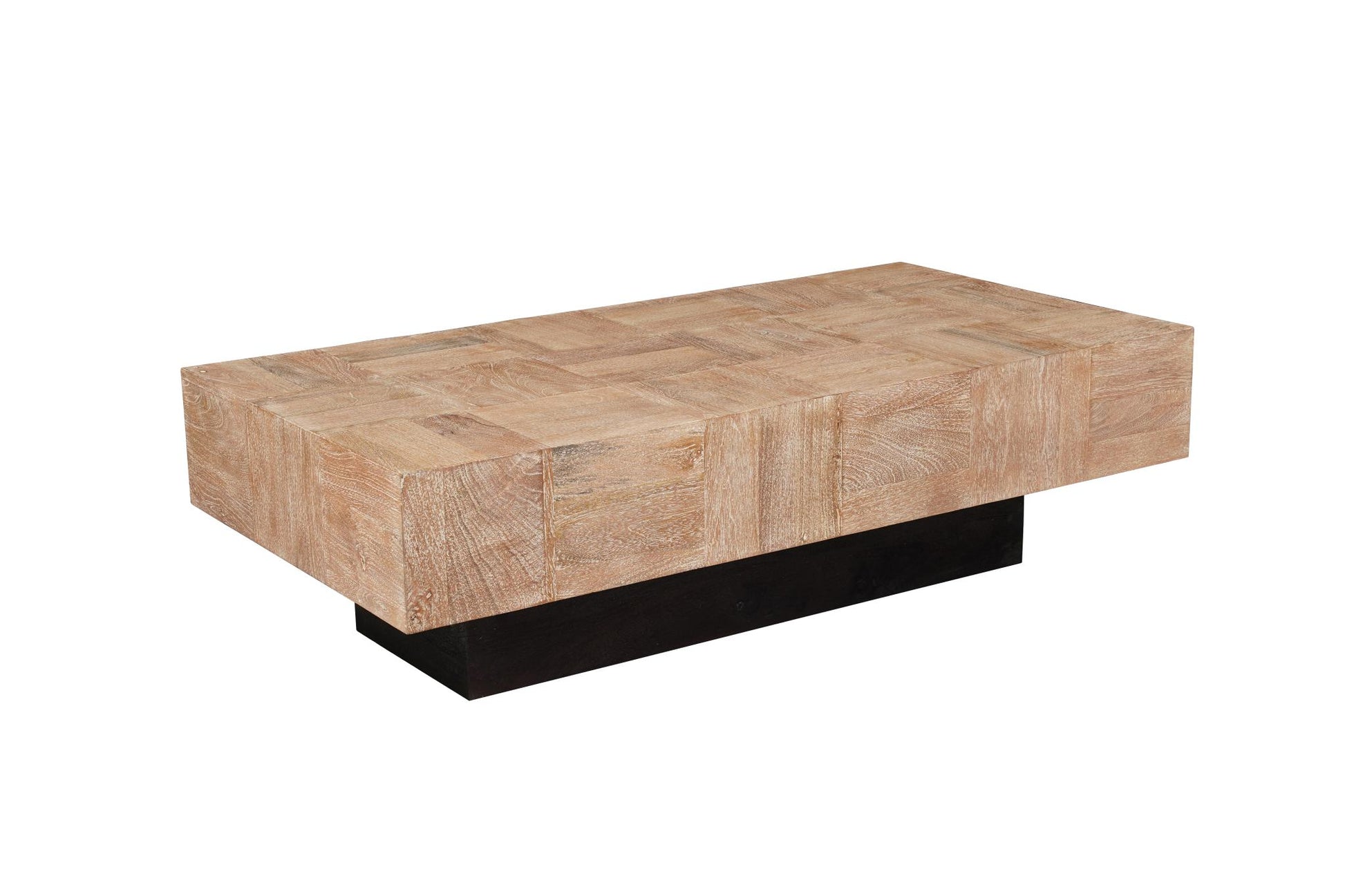 Natural & Black Solid Wood Block Coffee Table image 3