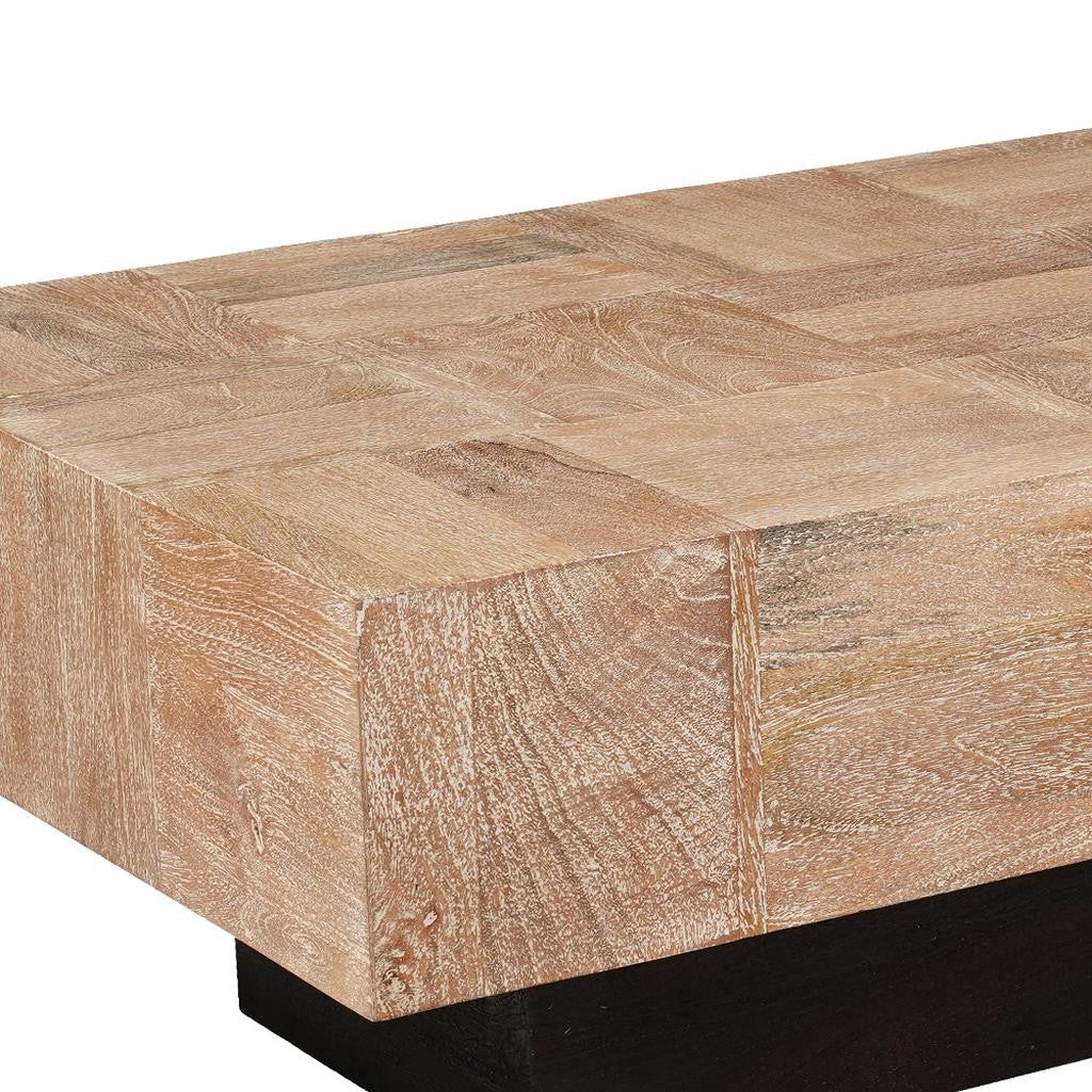 Natural & Black Solid Wood Block Coffee Table image 9