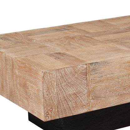 Natural & Black Solid Wood Block Coffee Table image 9