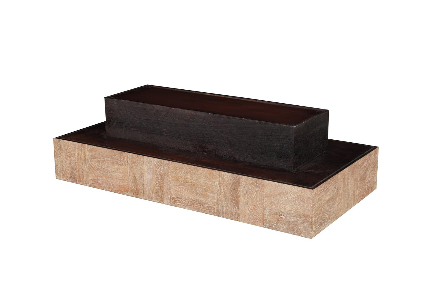 Natural & Black Solid Wood Block Coffee Table image 4