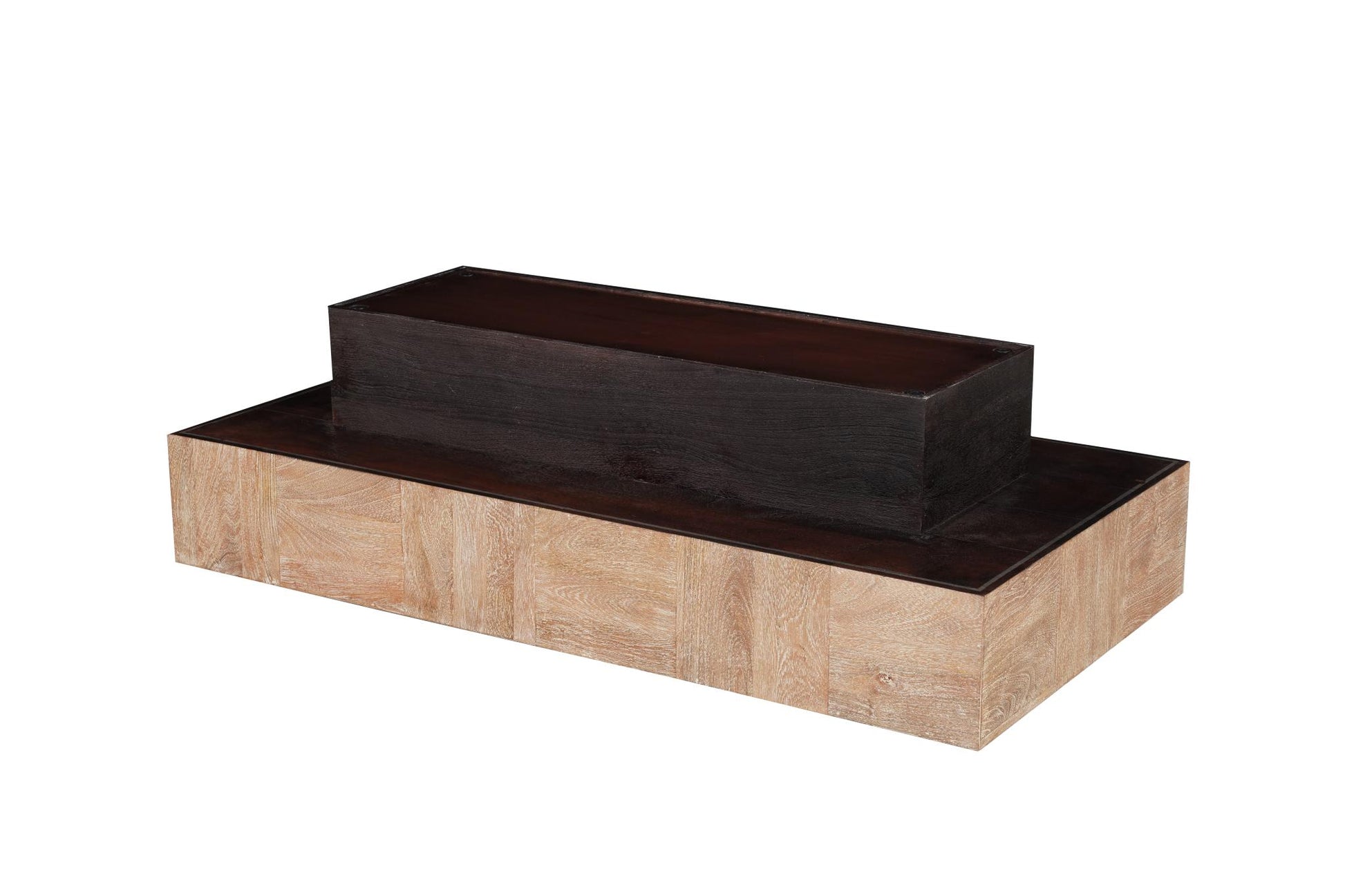 Natural & Black Solid Wood Block Coffee Table image 4