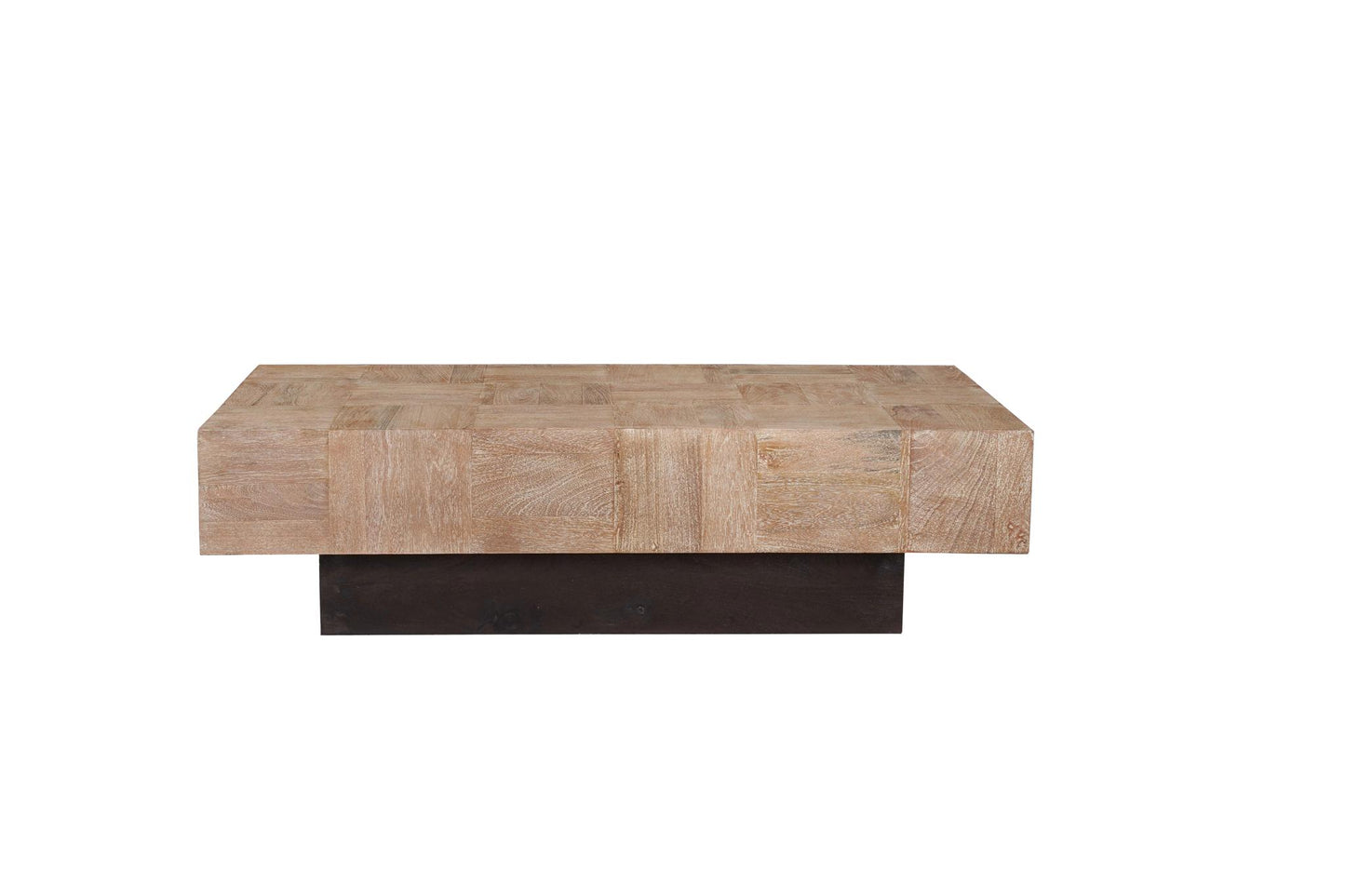 Natural & Black Solid Wood Block Coffee Table image 2