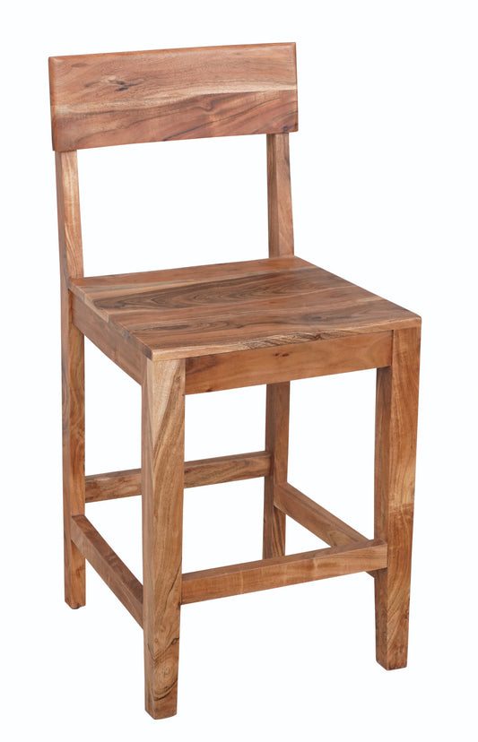 Brown Solid Wood Counter Height Bar Chair
