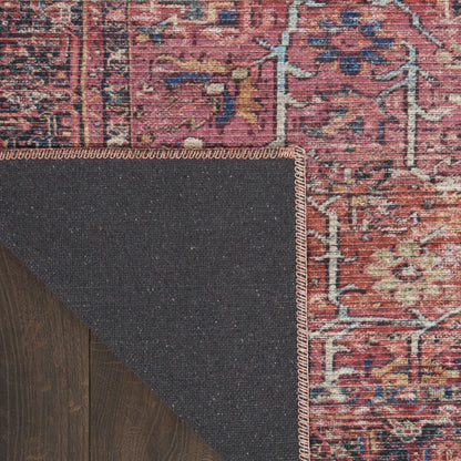 9 x 12 Red Floral Power Loom Distressed Rug