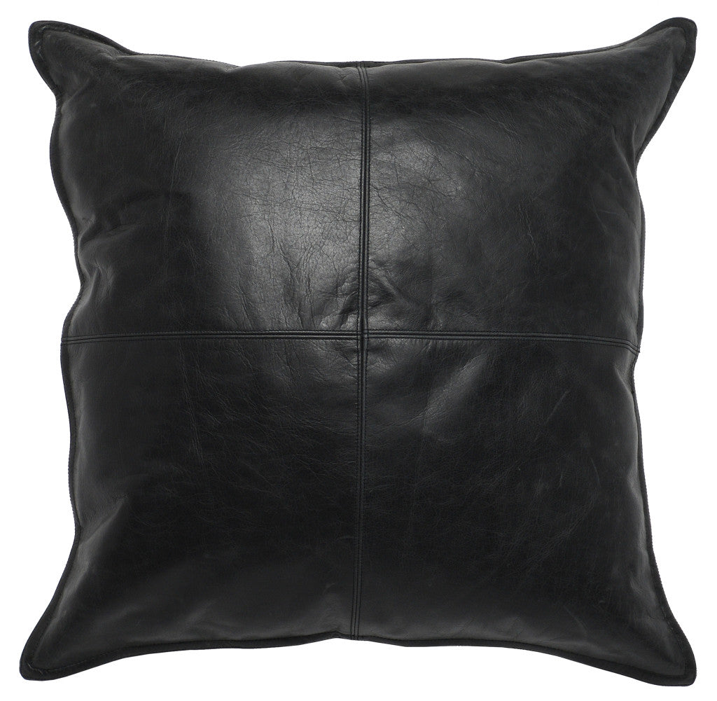 Black Leather Feather Pillow