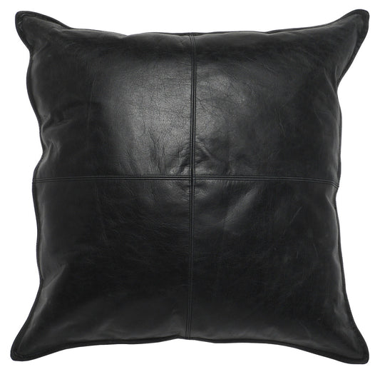 Black Leather Feather Pillow