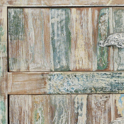 White Distressed Reclaimed Wood Open & Media Console