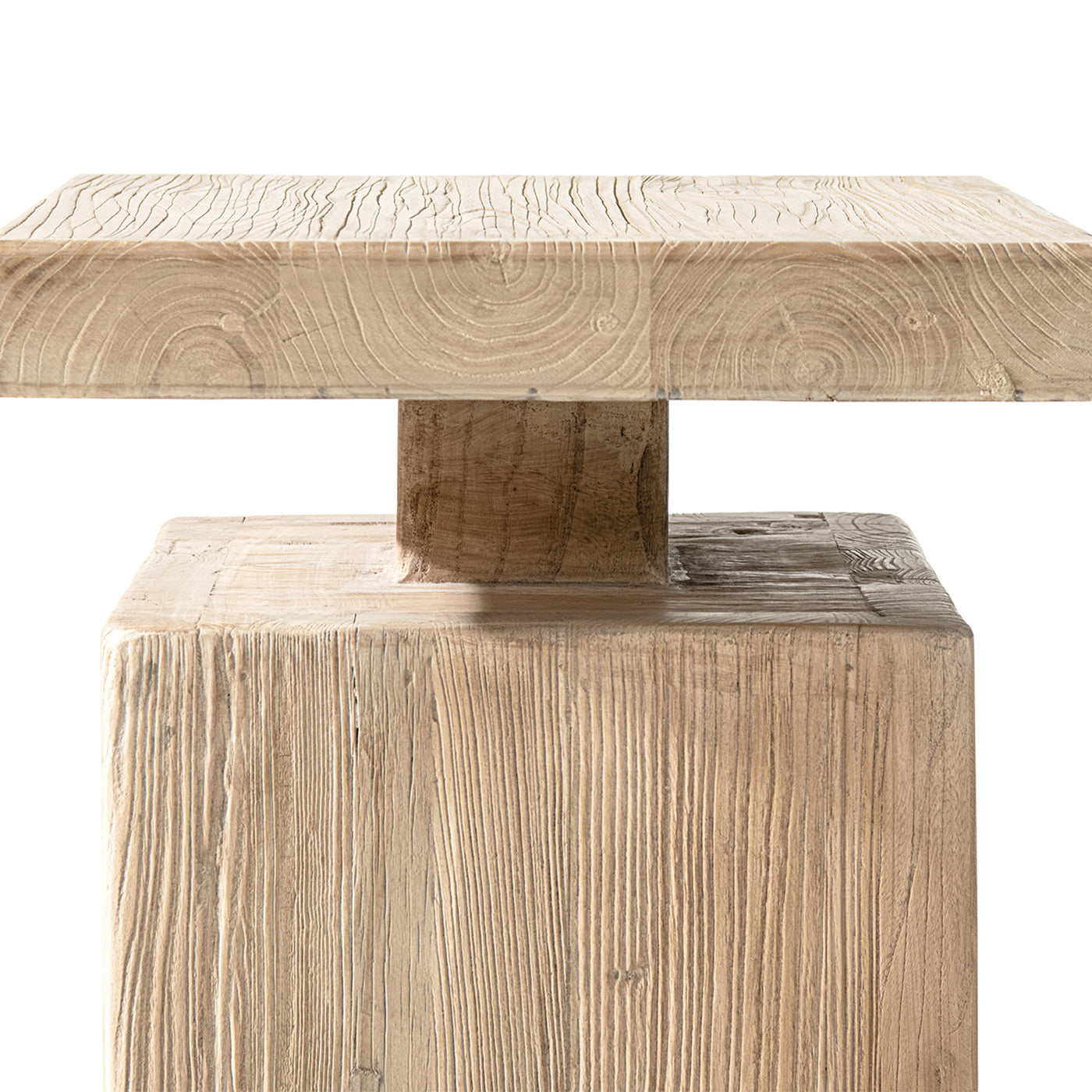 Calder Solid Square Reclaimed Elm Block Plinth Side Table