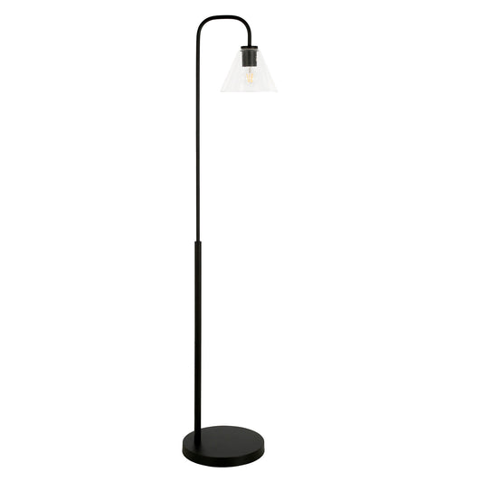Black Arc Floor Lamp w/ Clear Glass Shade