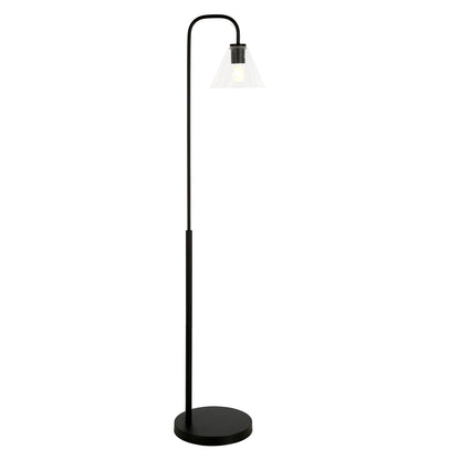 Black Arc Floor Lamp w/ Clear Glass Shade