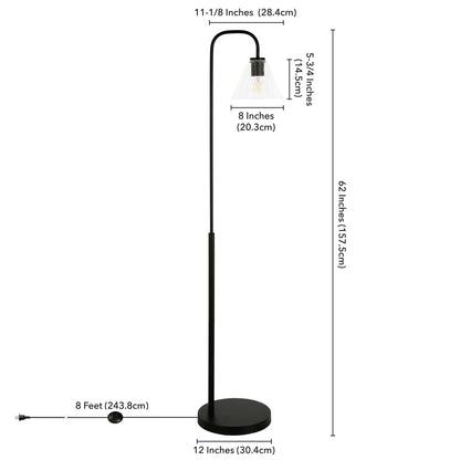 Black Arc Floor Lamp w/ Clear Glass Shade