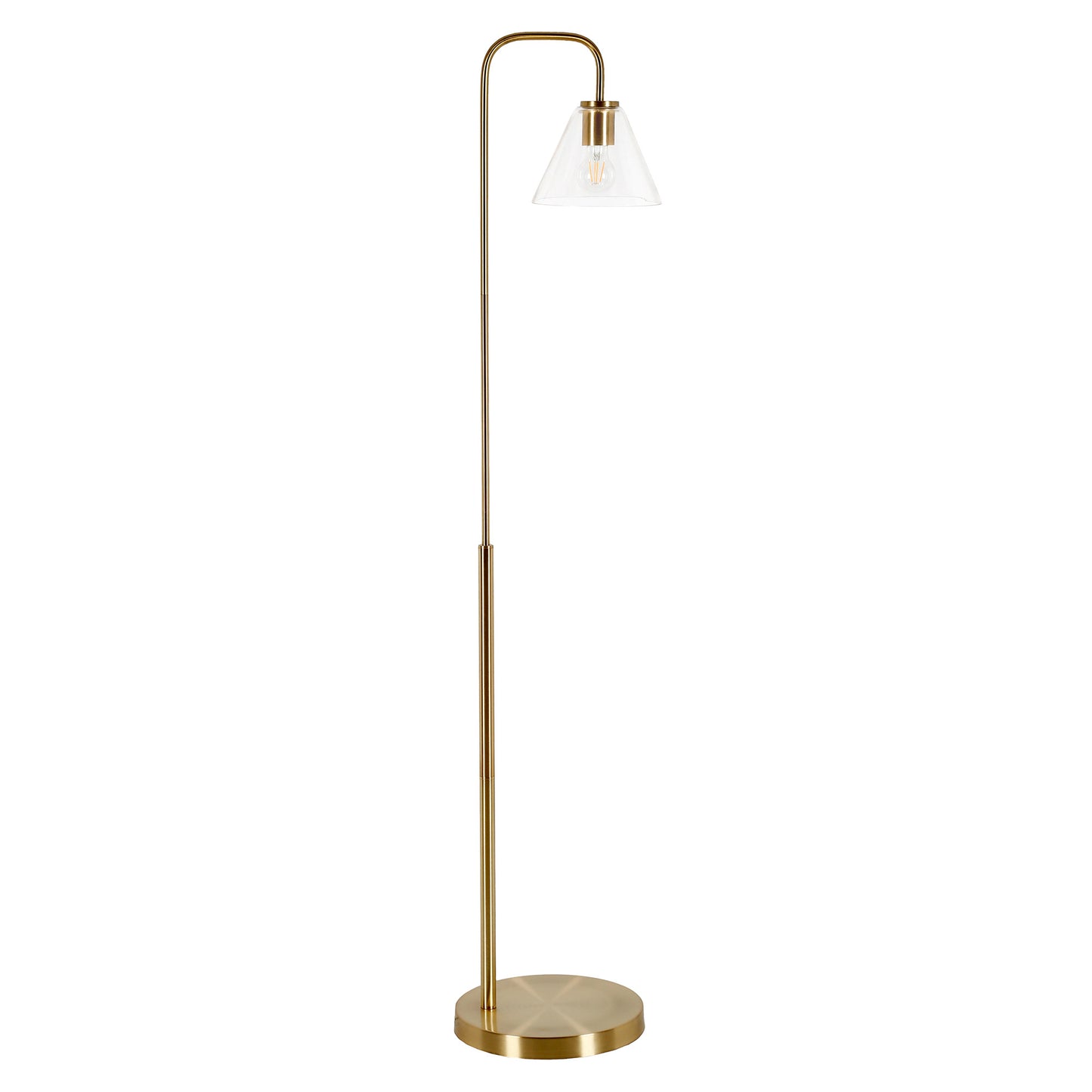 Brass Floor Lamp w/ Clear Glass Shade
