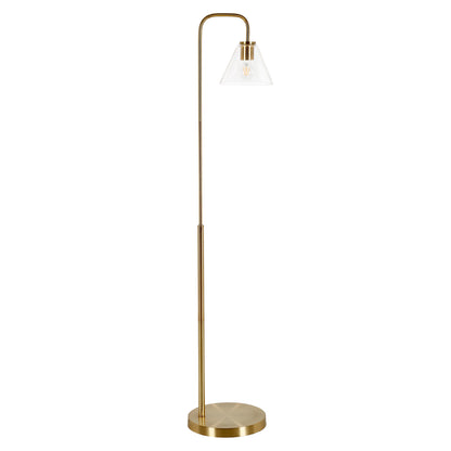 Brass Floor Lamp w/ Clear Glass Shade