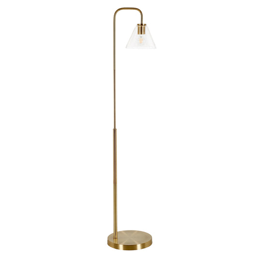 Brass Floor Lamp w/ Clear Glass Shade